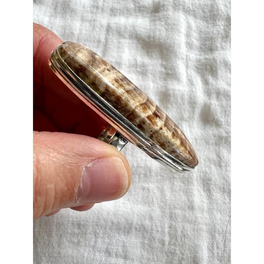 925 LAST ONE! Nurturing Earth Stone Aragonite Ring 6.5 - Picture 12 of 13